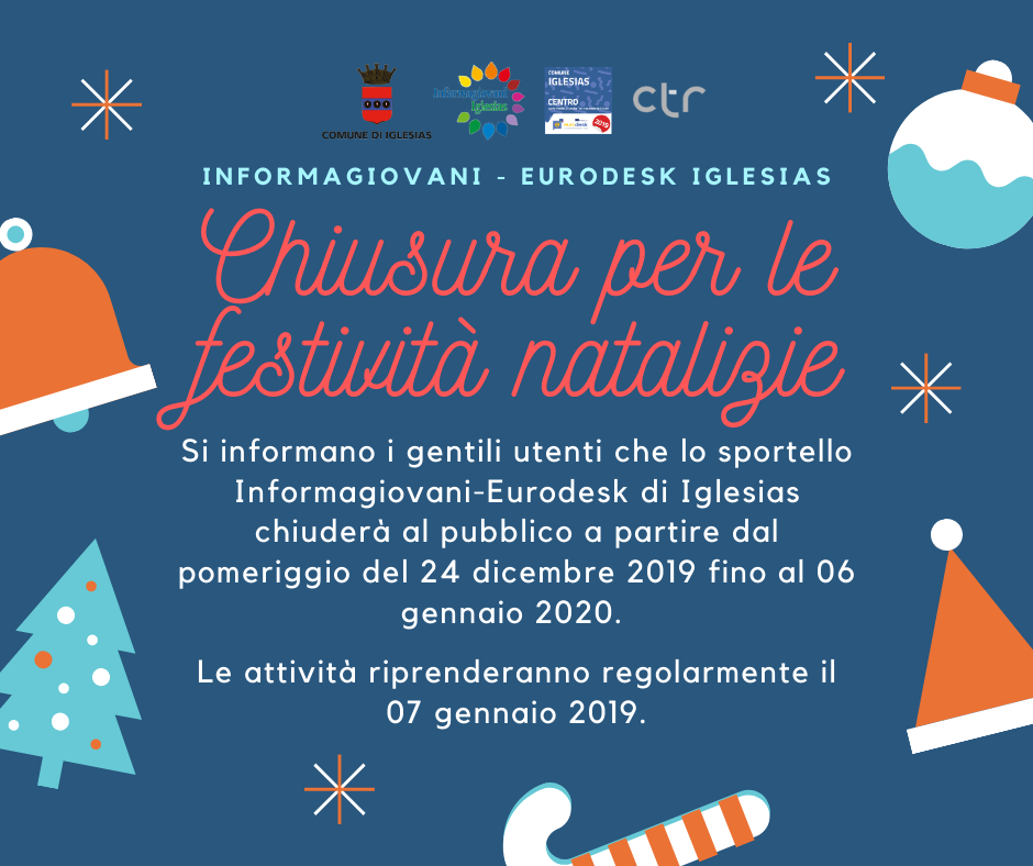 Chiusura dell’Informagiovani-Eurodesk di Iglesias per le festività natalizie