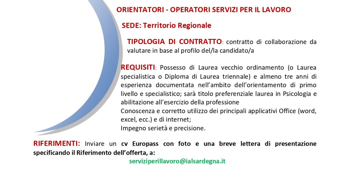 OFFERTA DI LAVORO: