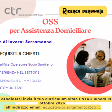 Oss Serramanna OFFERTA LAVORO: OSS per Assistenza Domiciliare